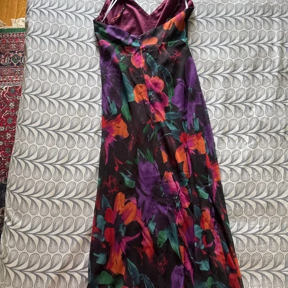 Lulus Beautiful Entrance Multi Floral Print Twist Front Midi Dress Black - Picture 3 of 4